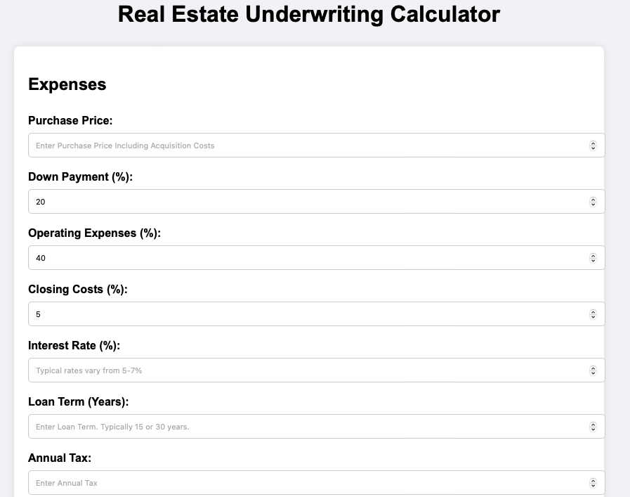 Real Estate Calculator